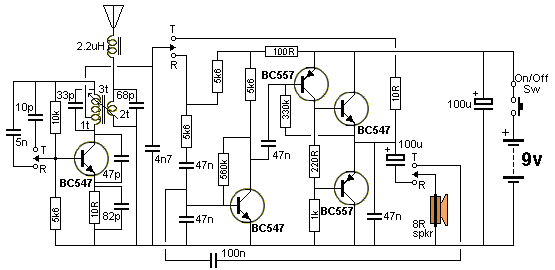 Two Transistor Simple Walkie Talkie Circuit Diagram - 27mhz Walkie Talkie Without Crystal - Two Transistor Simple Walkie Talkie Circuit Diagram
