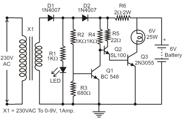 Emergency Light Circuit Diagram Pdf - The Circuit Above Is Tooplex The First Diode Is Not Needed And The Rest Of The Circuit Can Be Re Arranged The 2r2 Will Overcharge The Battery And Dry - Emergency Light Circuit Diagram Pdf