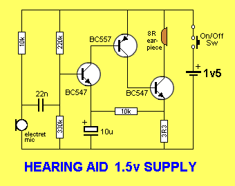 Hearing Aid Circuit Diagram - Heres A Very Simple Circuit Using A Single Cell - Hearing Aid Circuit Diagram